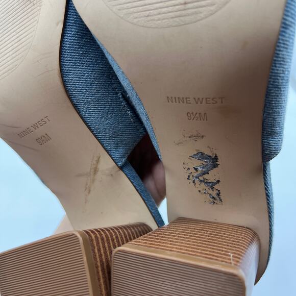 Nine West Women's Shoes Wylow Open Toe Size 9.5 Denim Blue - Picture 11 of 13